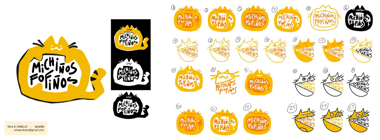 Logo e iteracións para Michiños Fofiños
